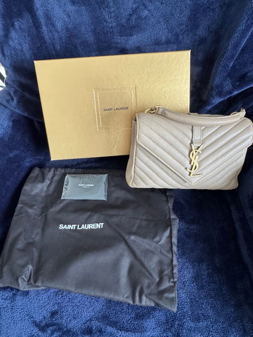 Yves Saint Laurent YSL Medium College Bag in Dark Beige - Picture 12 of 16